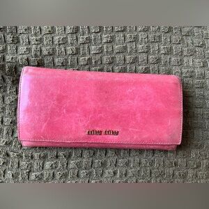 Miu Miu Vibrant Pink Leather Wallet